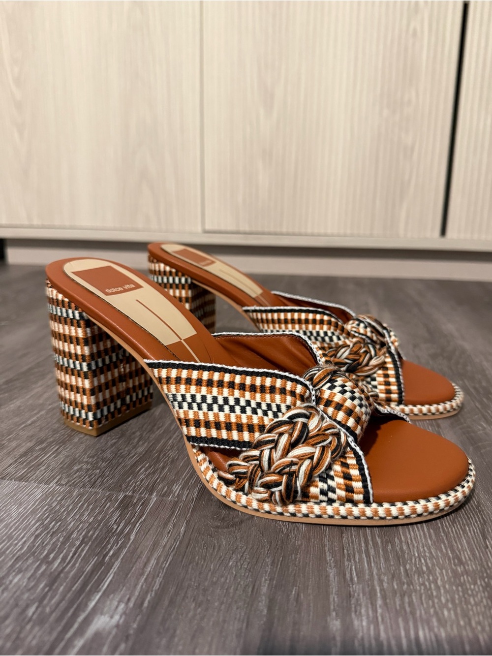 Dolce Vita Brilah Heels - Woven, Multi, Braided, Block, Raffia, Mediterranean